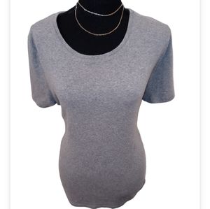 A New Day Heather Gray Short Sleeve Relaxed Fit Comfortable Scoop Neck Tee EUC